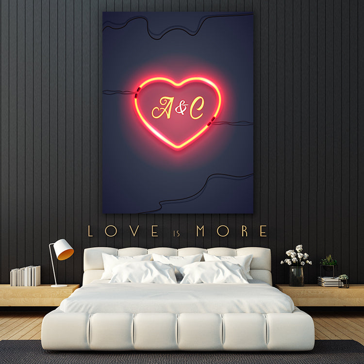 Tablou Canvas Personalizat - Initial Neon Heart