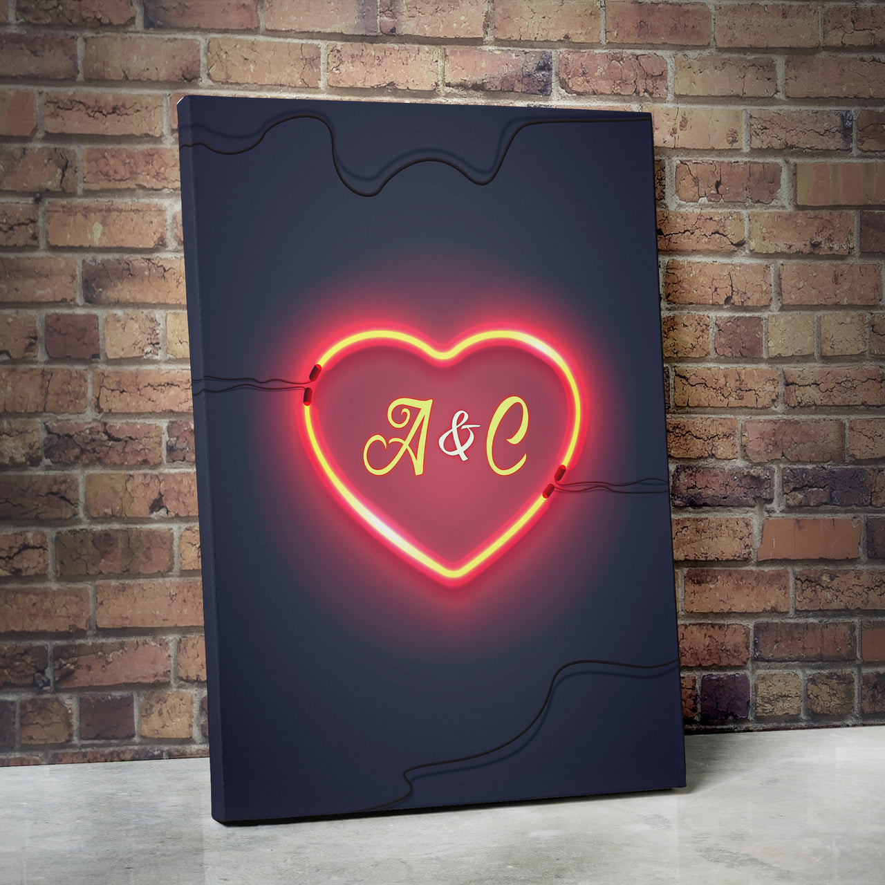 Tablou Canvas Personalizat - Initial Neon Heart