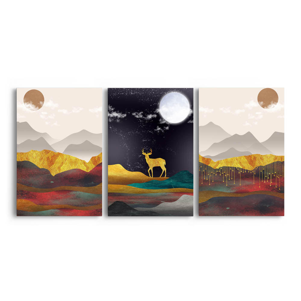 Tablou Multicanvas 3 Piese - Moon and Clouds