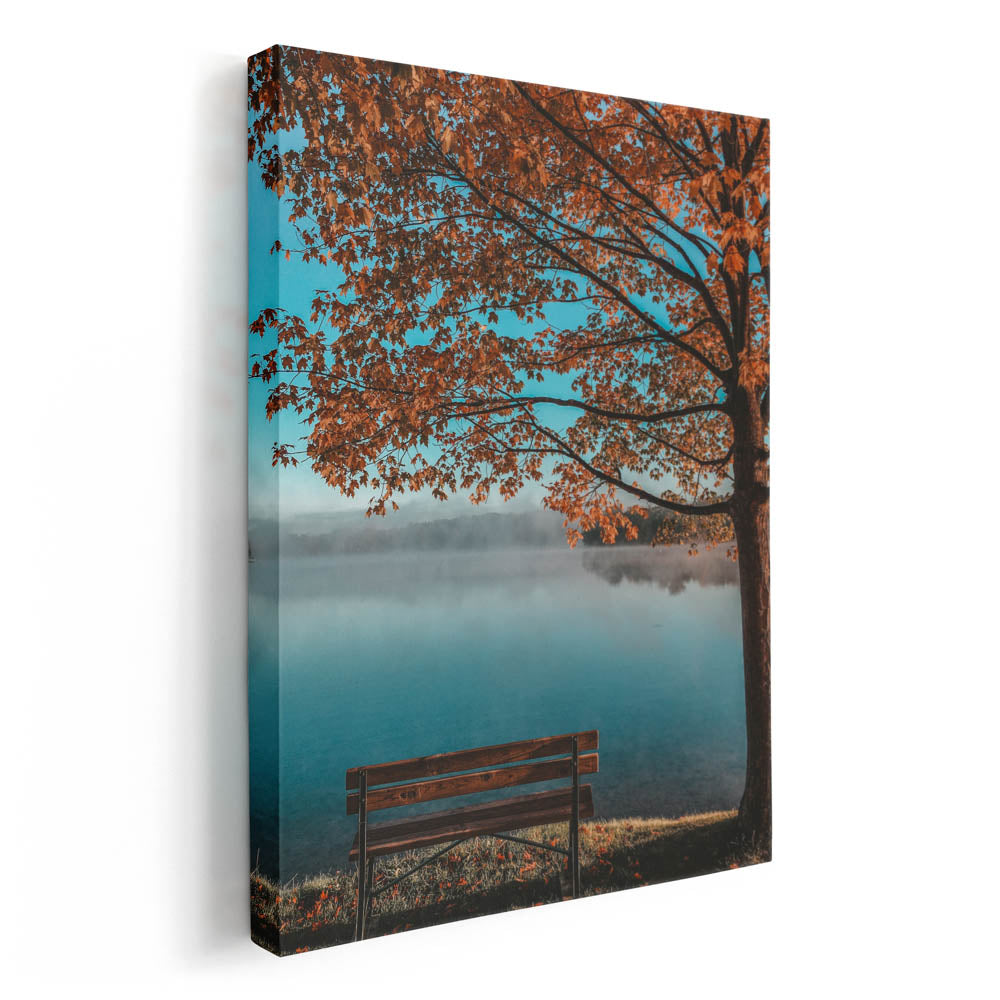 Tablou Canvas - Bench by the lake