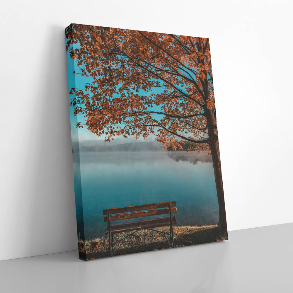 Tablou Canvas - Bench by the lake