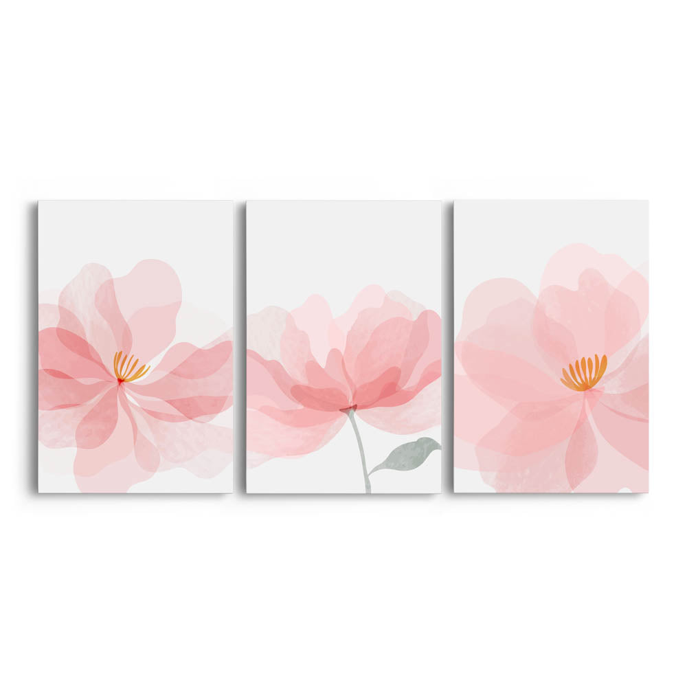 Tablou Multicanvas 3 Piese - Pink Flower