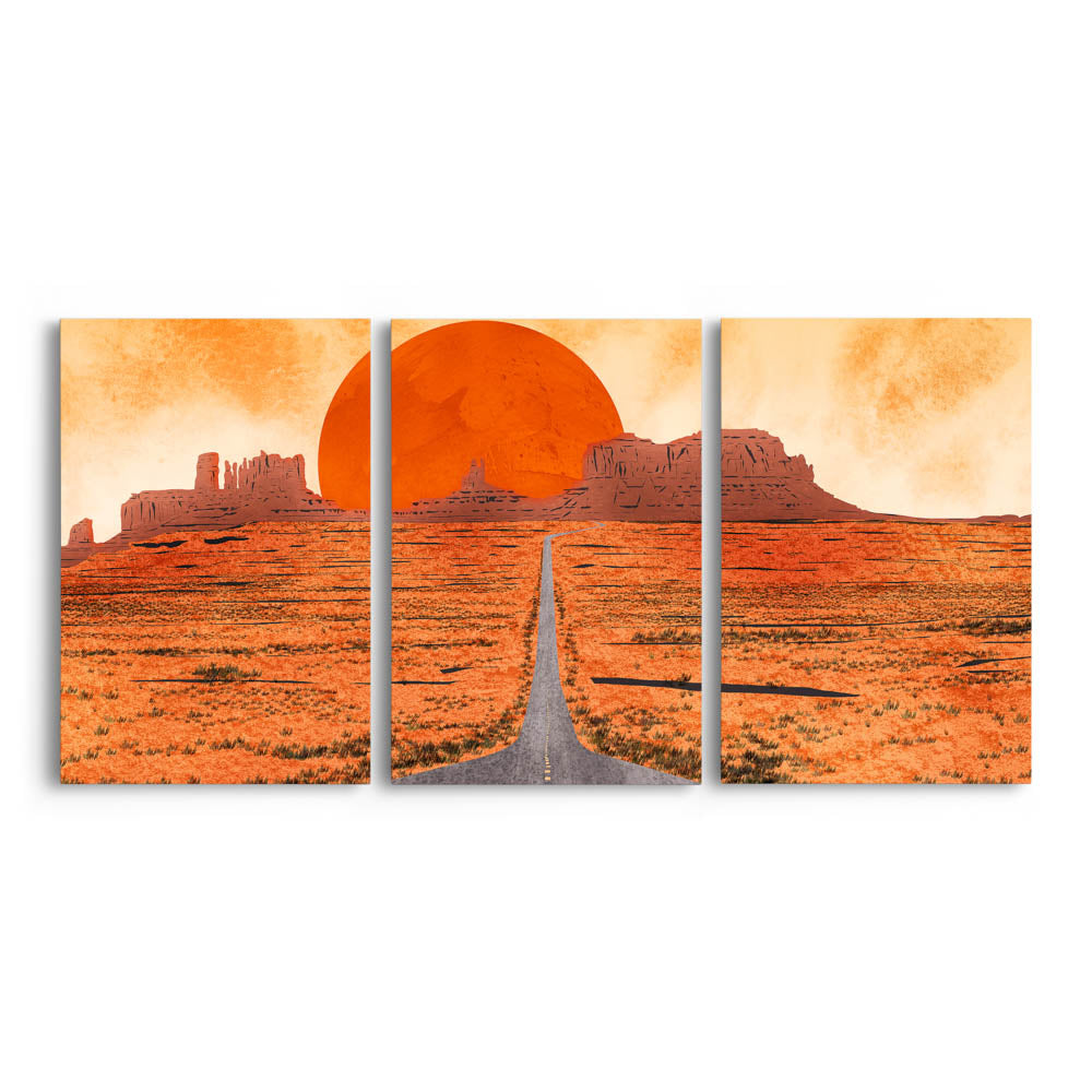 Tablou Multicanvas 3 Piese - Sunset at Monument