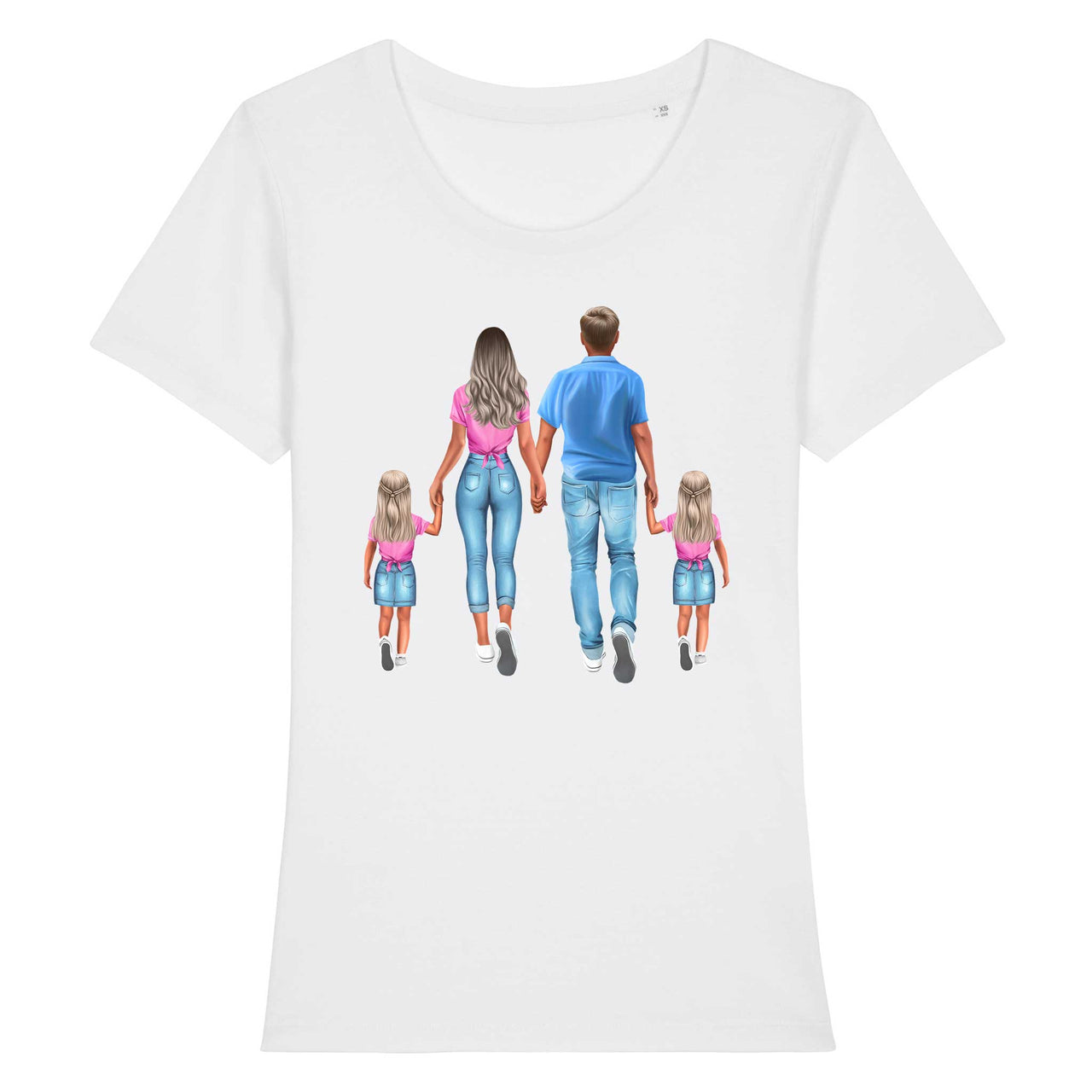 Tricou Damă -  Mamă Tată Fete Gemene