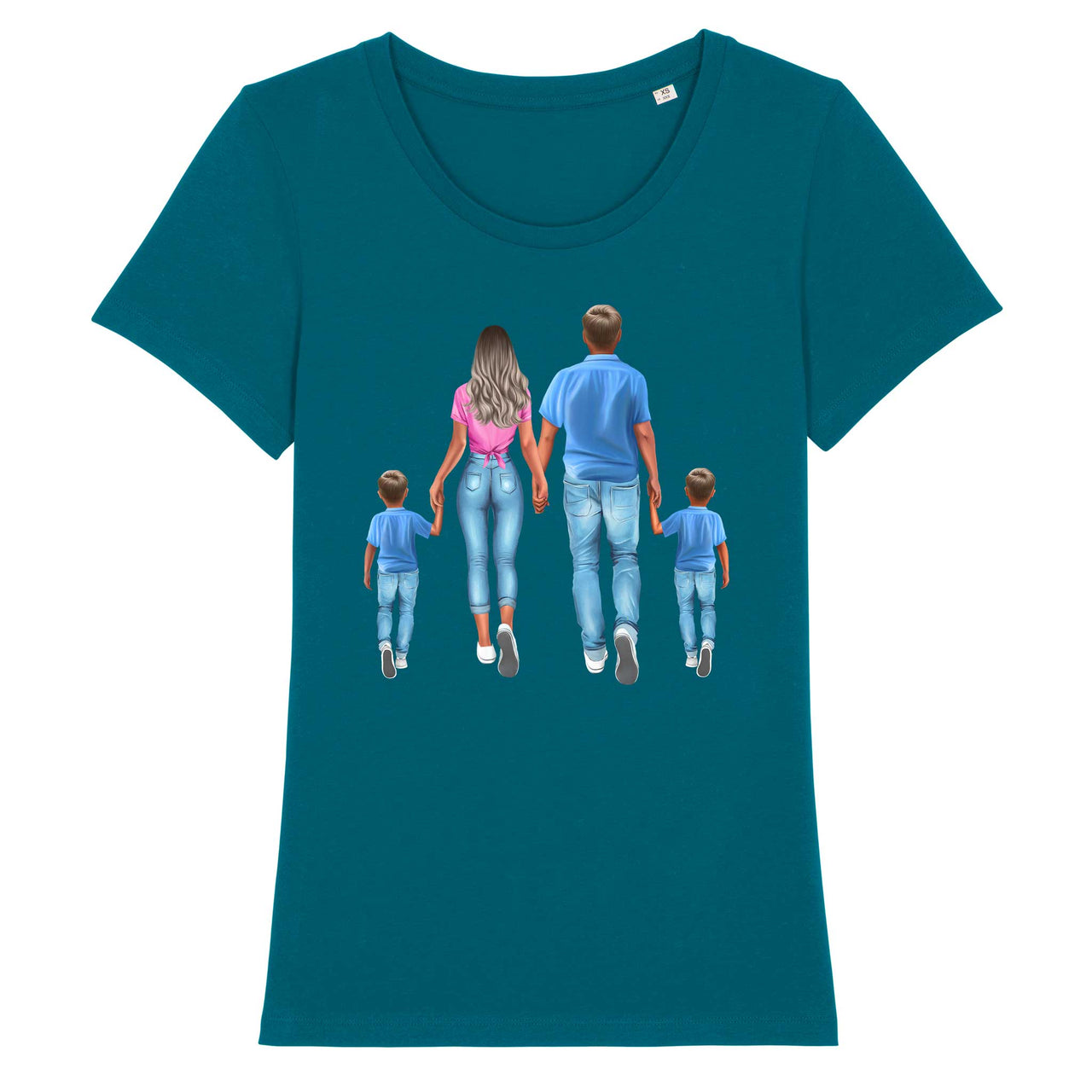 Tricou Damă - Mamă Tată Băieţi Gemeni