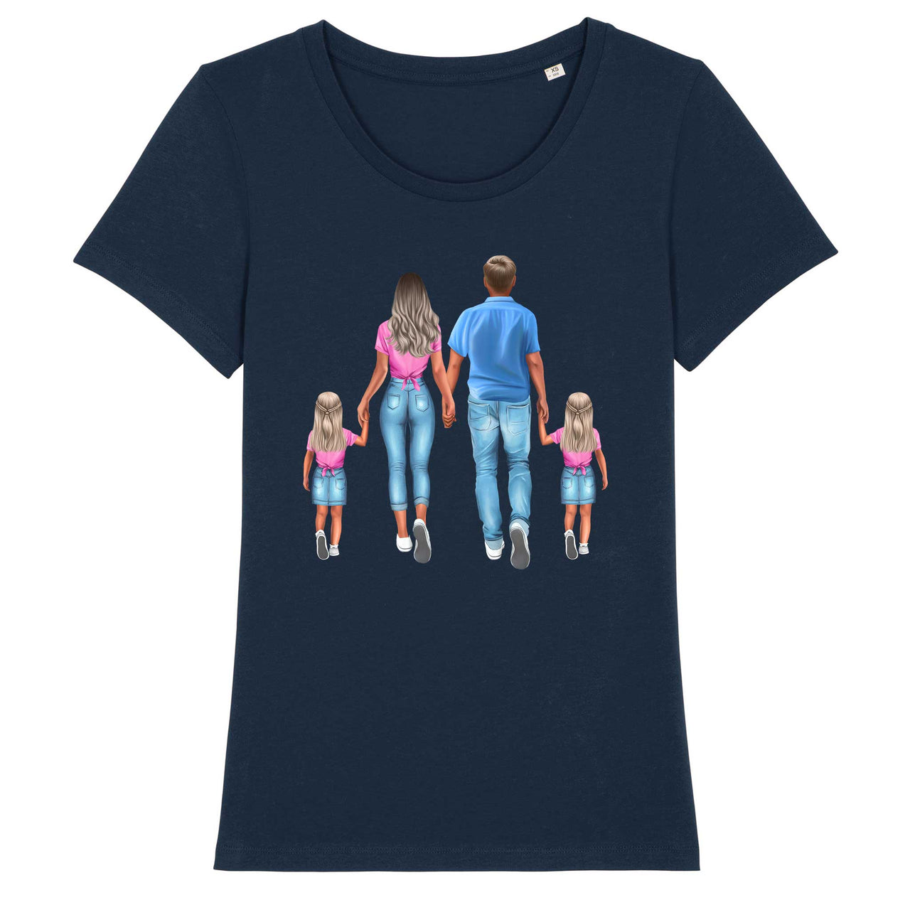 Tricou Damă -  Mamă Tată Fete Gemene