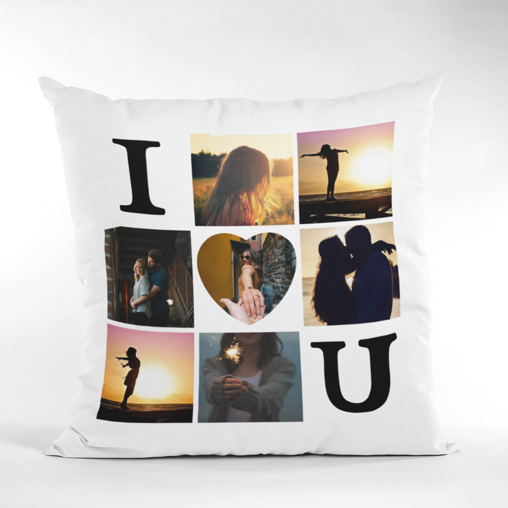 Pernă personalizată - I Love You cu 7 poze